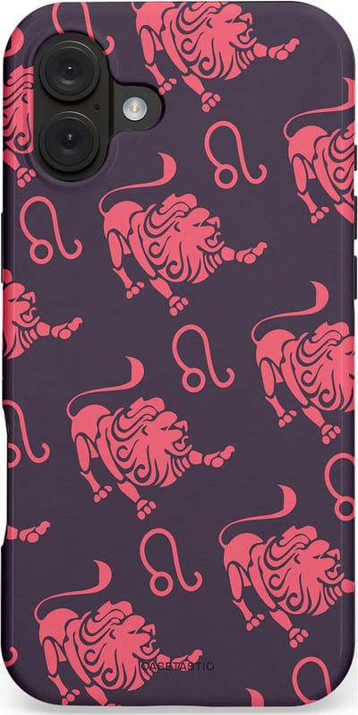 Casetastic hoesje geschikt voor Apple iPhone 16 Plus - MagSafe - Dubbellaagse bescherming - Zodiak leeuw - Fashion Case - Donkergrijs Koraal