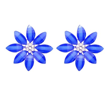 Clip oorbellen -blauwe -bloem -2.5 cm- geen gaatje- Charme Bijoux