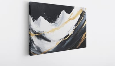 Saammp Canvas Schilderij - zwarte penseelstreken - Abstract kunstwerk - 30x20 - Foto op canvas - Wanddecoratie - Muurdecoratie Woonkamer - Slaapkamer decoratie - Canvas Print