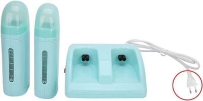 Dubbele Waxverwarmer - Ontharingsapparaat Hars - Professioneel Harsen - Dubbele Cartridge Houder - 220V - Cyaan