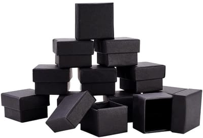Dailygoods- Geschenkdozen met Deksel - Sieraden Doosjes - Mat Zwart - Fluwelen Binnenkant - Karton - Verschillende Maten - Sieradendoosje
