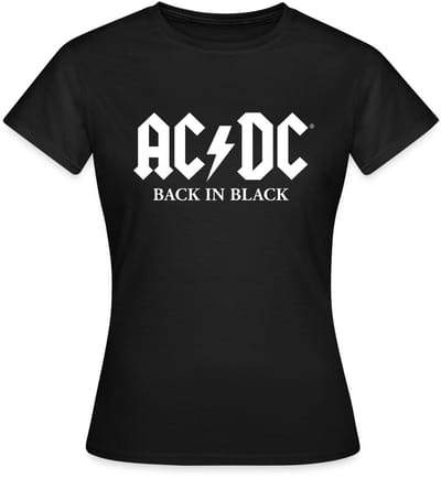 AC/DC Back In Black Album Wit Logo T-Shirt Dames