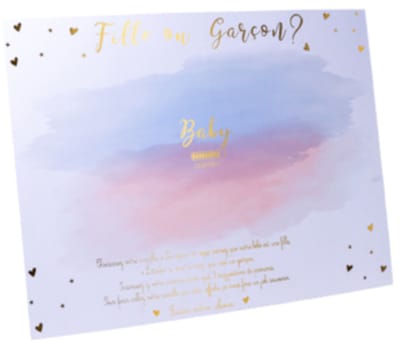 ARTYFETES - Jongen of meisje spelbord met roze en blauwe stickers 56 x 43 cm voor gender reveal party