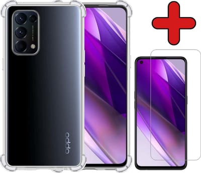 Hoesje - Met Screenprotector - Geschikt voor OPPO Find X3 Lite - Sterk & Shockproof - Back Cover - Siliconen Case - Telefoon Hoes - Shock Proof - Telefoonhoes - Transparant