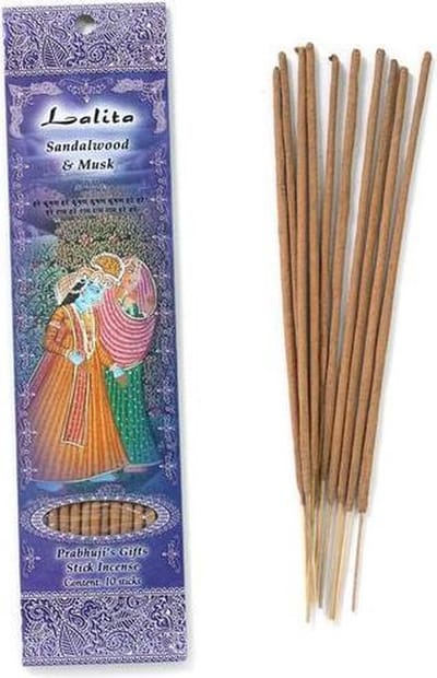 Wierooksticks, handgerold, 'Lalita' met sandelhout en musk, 20 sticks