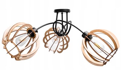 Hanglamp Loft met 3 E27 Fittingen - Zwart Metaal & Hout