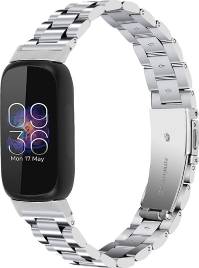 By Qubix - Compatible Fitbit bandje - Geschikt voor fitbit Inspire 3 - Schakelband - Zilver