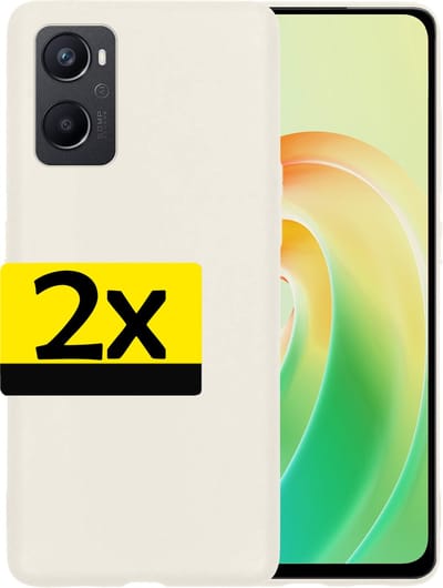 Hoesje - 2 Stuks - Geschikt voor OPPO A76 - Sterk & Shockproof - Case Siliconen - Back Cover - Telefoon Hoes - Telefoonhoesjes - Wit