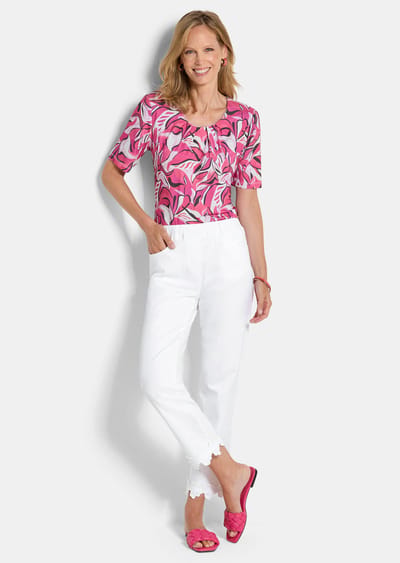 Jeans CARLA met kanten rand - wit - Gr. 19 van Goldner Fashion
