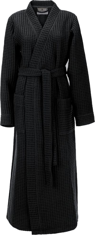 LINNICK Wafel Badjas - Black - Maat S - Sauna badjas - 100% Katoen - Badjas Dames - Badjas Heren