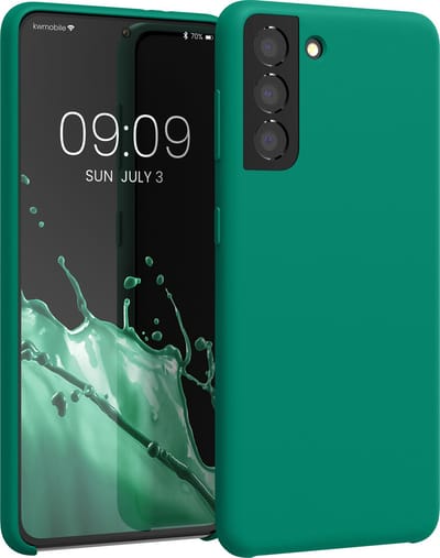 kwmobile telefoonhoesje geschikt voor Samsung Galaxy S21 - Hoesje met siliconen coating - Smartphone case in smaragdgroen