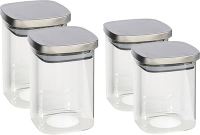 Gerim - 4x keuken voedsel voorraadpotten glas - 2 formaten 1400/1100 ml