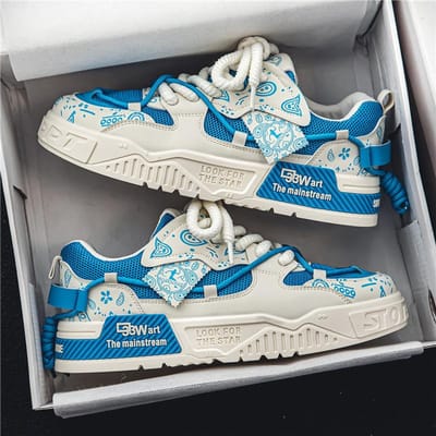 Chaussures de course de luxe pour hommes INS Chaussures de skateboard respirantes Baskets décontractées confortables et épaisses pour hommes Tenis Masculino Chaussures pour hommes 40 blue