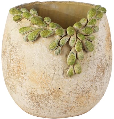 Dekoratief | Bloempot 'Botanical Zip', groen/grijs, cement, 16x15x14cm | A260293