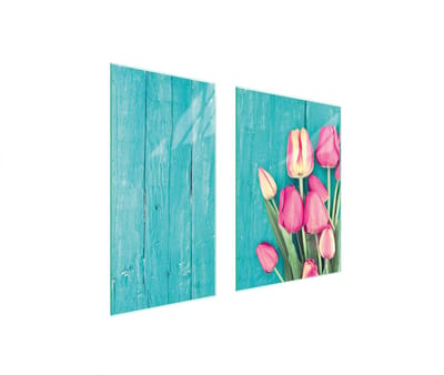 TMK ArtDeko - Glazen Beschermplaat - 75x52 cm - Tulpen - Hittebestendig - Veelkleurig