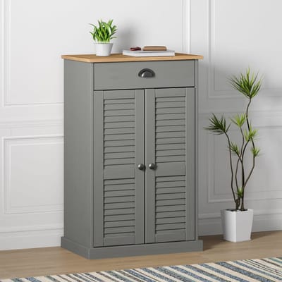 vidaXL - Schoenenkast - VIGO - 60x35x96 - cm - massief - grenenhout - grijs