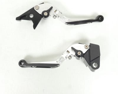 Levier frein droit Sifam pour Moto Kawasaki 650 Er-6 F Avec Abs 2006 à 2008 alu CNC noir argent / paire Neuf