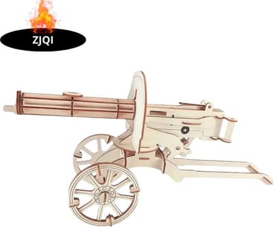 Livano Bouwpakket Hout - Kinderen - Volwassenen - Bouwpakketten Volwassenen - Boot - Houten Puzzel - 3D - Machinegeweer