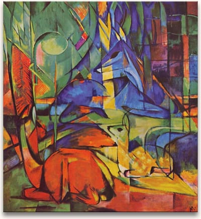 Handgeschilderd olieverfschilderij - olieverf op canvas - Franz Marc 'Herten in het Bos'