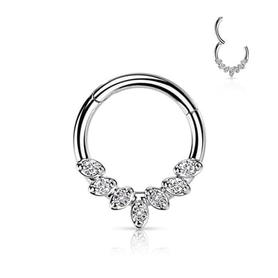 Piercing PVD high quility facing 7leafs 1.2x8 - zilver - LMPiercings
