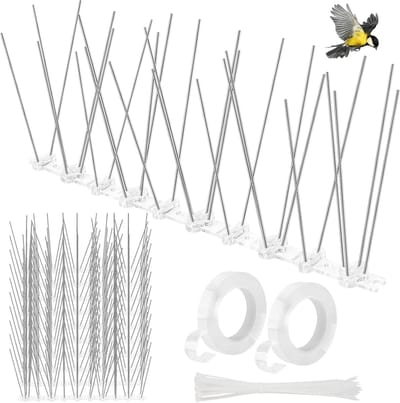 Famanu – Vogelspikes voor duiven - 10 stuks 25 cm vogelafschrikmiddel afstotende spikes roestvrij stalen hek spikes voor vogels - kraaien en spechten voor tuinen - daken - hekken en ramen (10 stuks)
