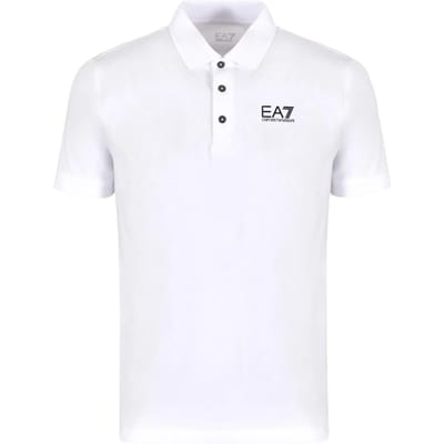 Emporio Armani EA7 SS24 Letter Logo Print Casual Kortmouwige Poloshirt Heren tops Wit 3DPF16-PJ03Z-1100 L white