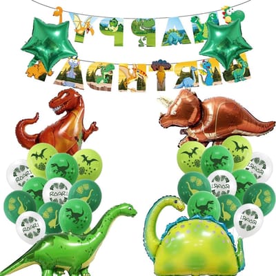 Allecta - Dinosaurus Verjaardagsdecoraties voor Jongens, 4e Verjaardag Thema Feestdecoraties met Ballonnen