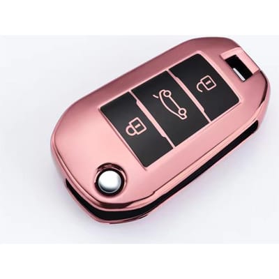 Voor Peugeot 2008 3008 4008 307 208 308 408 508 Voor Citroen C4 C4L Cactus C3 C6 C8 Auto Sleutelhoesje Tasje Schaal Fob Accessoires pink