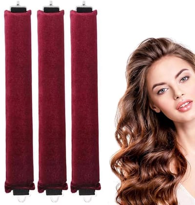 3 stuks Hitteloze krultang - Heatless Curls - Haarkruller - Blowout Haar Rollers - Krulspelden - Haarrollers - Hittevrije Krullen - Krullen Zonder Hitte - haarrollers voor 's nachts - Krulspelden met haakjes - Voor Volumineuze Krullen - Claret