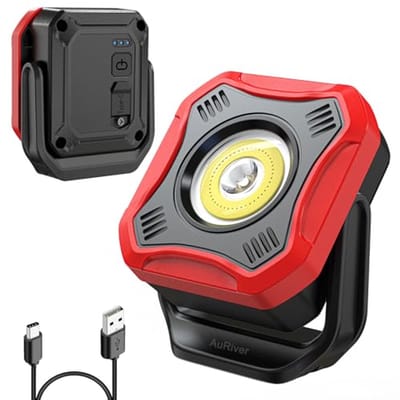 Led Werklamp - Acculamp Inspectielamp - Werkplaats Verlichten - Magnetische Voet - 1000 Lumen - Rood