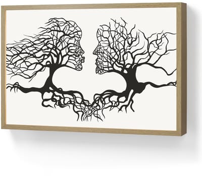 Wandlamp 60x40 cm - Oplaadbaar - Bomen - Gezicht - Kunst - Abstract - Wandlampen binnen woonkamer - Slaapkamer lamp - Decoratieve nachtlamp - Vloerlamp draadloos