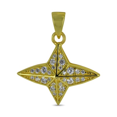 New Bling 9SIL-21839 Zilveren Hanger - Dames - Zirkonia - Ster - 15 x 19,9 mm - Zilver - Gold plated (Verguld/Goud op Zilver)