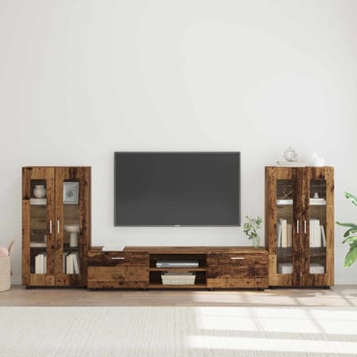 vidaXL - Tv-meubelset - FLORIN - 3 - st - Oudhout - Bewerkt - hout