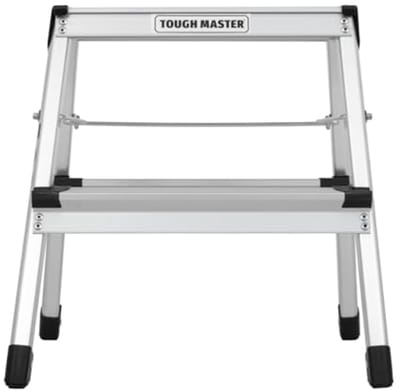 Dubbelzijdige Opvouwbare Aluminium Ladder 2 Treden - 150 kg Capaciteit - Veilig en Lichtgewicht