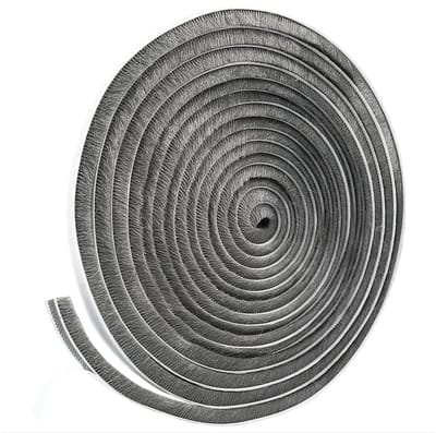 Dailygoods- Borstelafdichting 10 m - Geluidsisolatie - Warmte-isolatie - Zelfklevend - Grijs - Flexibel 9 mm - Isolatieband