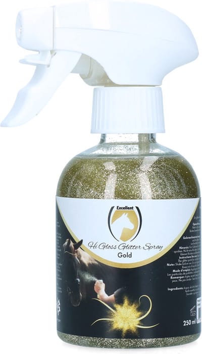 Excellent Hi Gloss Glitter Spray - Prachtige glittering op de vacht, manen en staart - Geschikt voor paarden - 250 ml - Goud