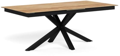Eettafel Luno Keramiek Eiken Zwart 200-240cm - Giga Living