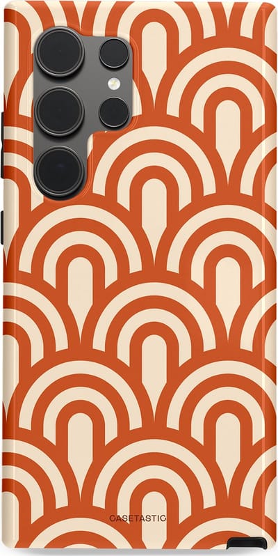 Casetastic hoesje geschikt voor Samsung Galaxy S24 Ultra - Dubbellaagse bescherming - Oranje Bogen Parade - Fashion Case - Terracotta Crème