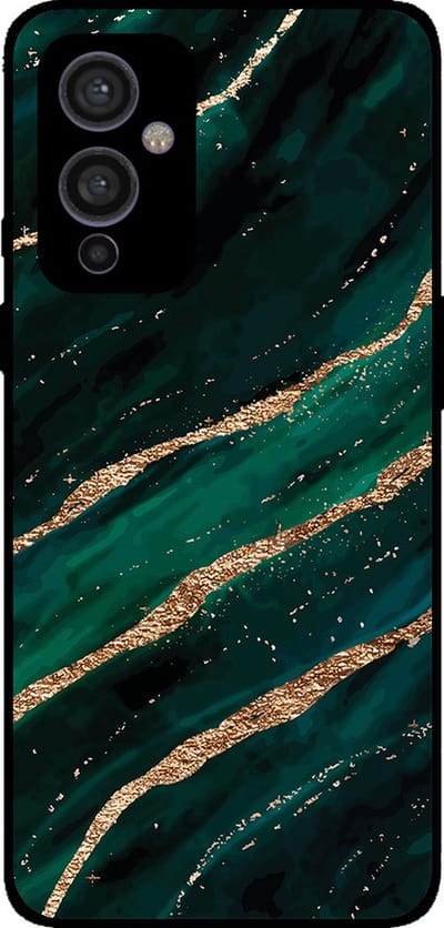 Smartphonica Telefoonhoesje Geschikt voor OnePlus 9 met marmer opdruk - TPU backcover case marble design - Groen Goud geschikt voor OnePlus 9