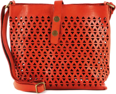 CAMPOMAGGI Leren Schoudertas Crossbody Bag Cotto Oranje