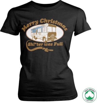 National Lampoon's Christmas Vacation Dames Tshirt -S- Shitter Was Full Organic Zwart