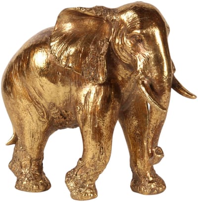 Baroque - Decoratief beeld of figuur - Beeld Olifant 24 cm - Goud - Resin - 24x14x27.5 - Polyresin