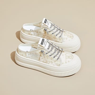 Zomer Witte Schoenen Nieuwe Stijl van Vrouwelijke Studenten Mesh Ademend Hoogteverhogende Casual Straat Klapschoenen 39