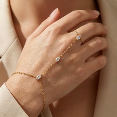 Retro Diamant Koper Zirkonia Vingerketting Ring Voor Vrouwen Stijlvolle Eenvoudige Modieuze Sieraden Cadeau brown