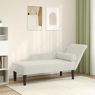 vidaXL - Chaise - longue - met - kussens - fluweel - crèmekleurig