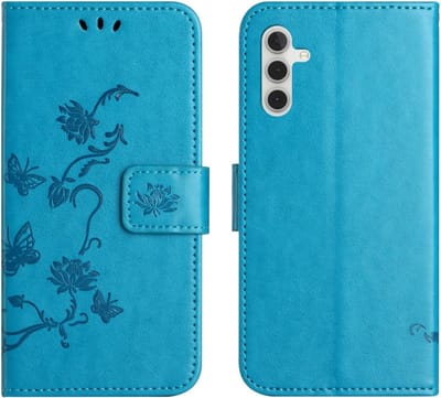 Coverup Hoesje - Geschikt voor Samsung Galaxy A17 / A26 Hoesje - Coverup Bloemen & Vlinders Book Case - Blauw