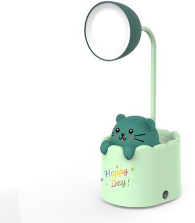 Dailyiled - kinder nachtlamp - cartoon - 2 standen - puntenslijper - kat - groen