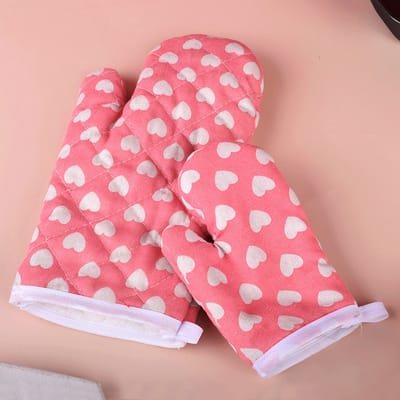 Roze Hartjes Ovenwanten Set (2 Stuks) - Hittebestendig, Wasbaar & Stijlvol | Voor Bakken, Keuken & Cadeau