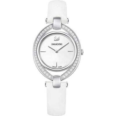 Swarovski Collectie Quartz Horloge Met Echt Leren Band Zilveren Wijzerplaat Dameshorloges 5376812 Silver White Watch Dial white
