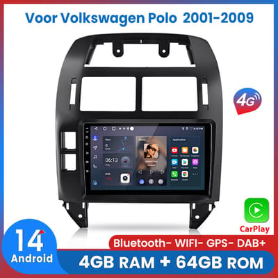 Awesafe Autoradio - 4GB & 64GB 8-Kern V1PRO - Geschikt Voor VW Polo 2001-2009 - Carplay & Android auto - Met navigatie GPS - Radio scherm